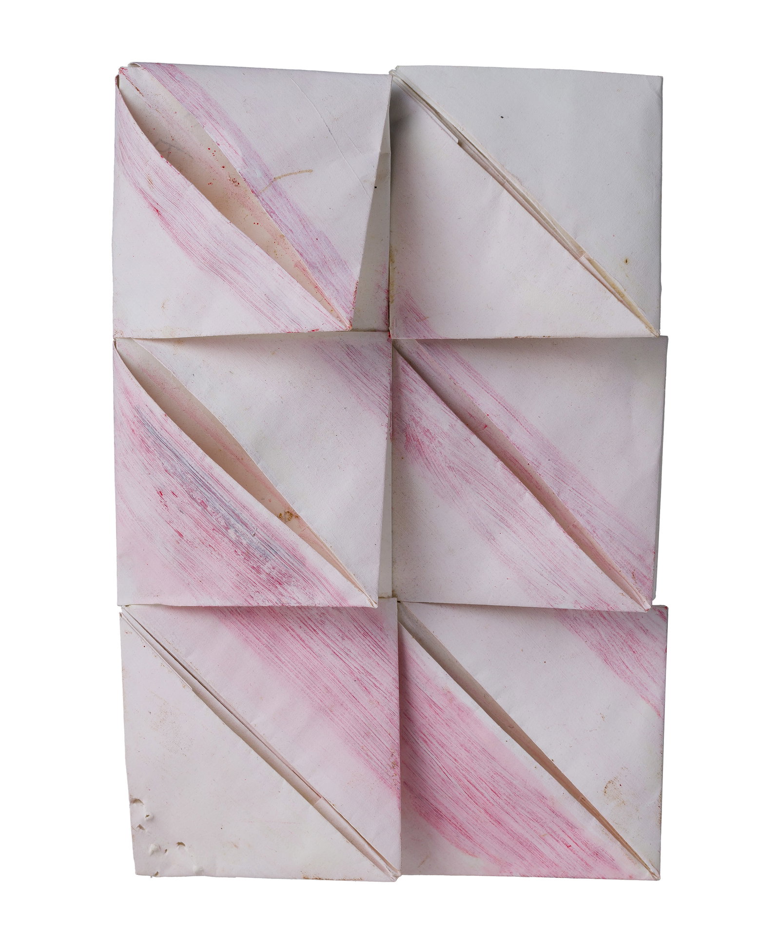 Jin Soo Kim (Korean, b.1950) 'Cootie Catcher' Birthday Card: Jin Soo Kim (Korean, b.1950) 'Cootie Catcher' Birthday Card Undated, ink signed within a fold, paper childhood fortune telling device having six colored pencil outer surfaces and ink inscriptions