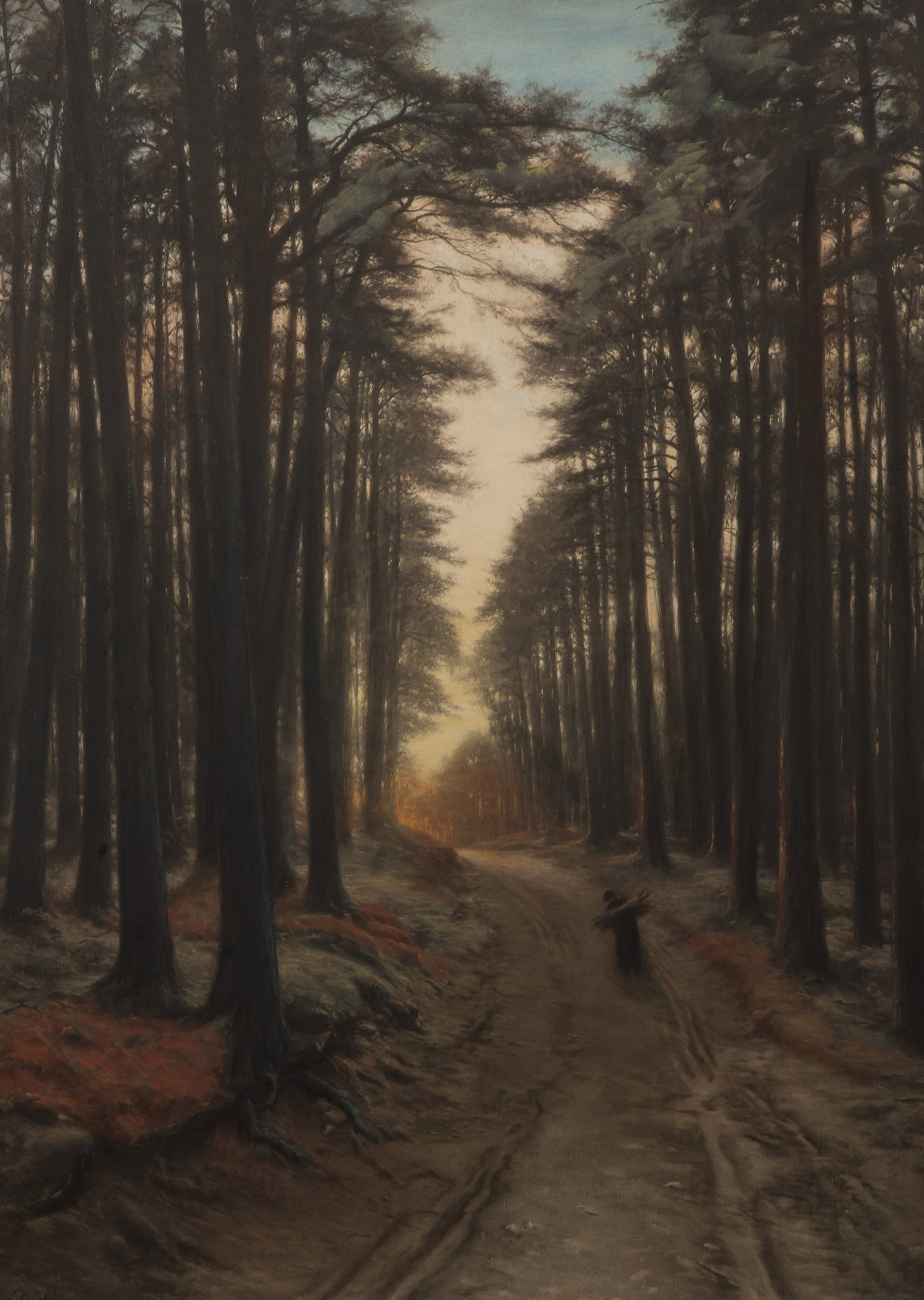 Joseph Farquharson (British, 1848-1936) Watercolor: Joseph Farquharson (British, 1848-1936) Watercolor Undated, unsigned depiction of a road through a forest, behind glass in a wood frame having a brass label naming artist Property from: a Private Coll