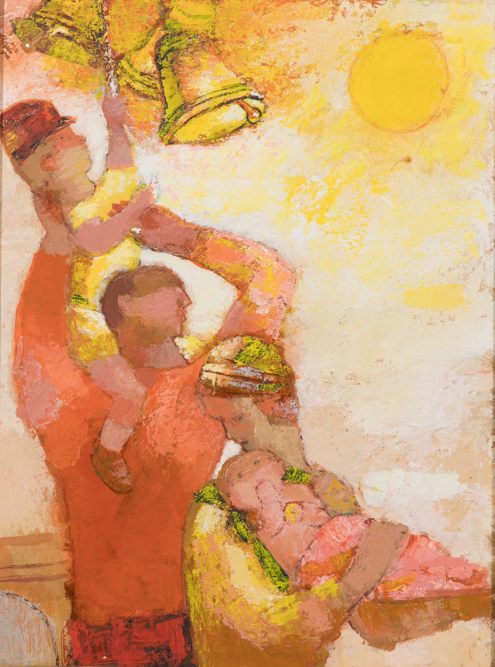 Attributed to Frederick Conway (American, 1900-1973) Oil on Board: Attributed to Frederick Conway (American, 1900-1973) Oil on Board Undated, unsigned, depicting a family on a sunny day, in a gilt wood frame Property from: a Private Collector, Beloit, Wisconsin Heigh