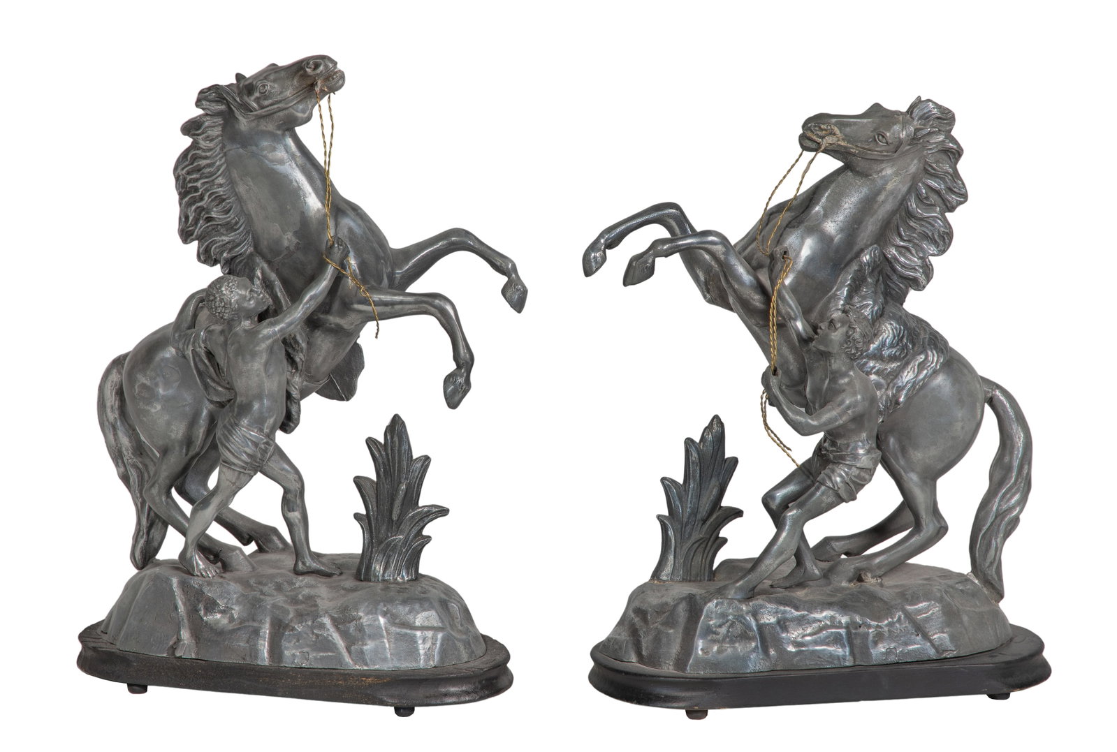 After Guillaume Coustou (French, 1677-1746) Marly Horse Metal Sculptures: After Guillaume Coustou (French, 1677-1746) Marly Horse Metal Sculptures (2) items after the monumental statues of horses made for the Château de Marly whose replicas now stand in the Place de la