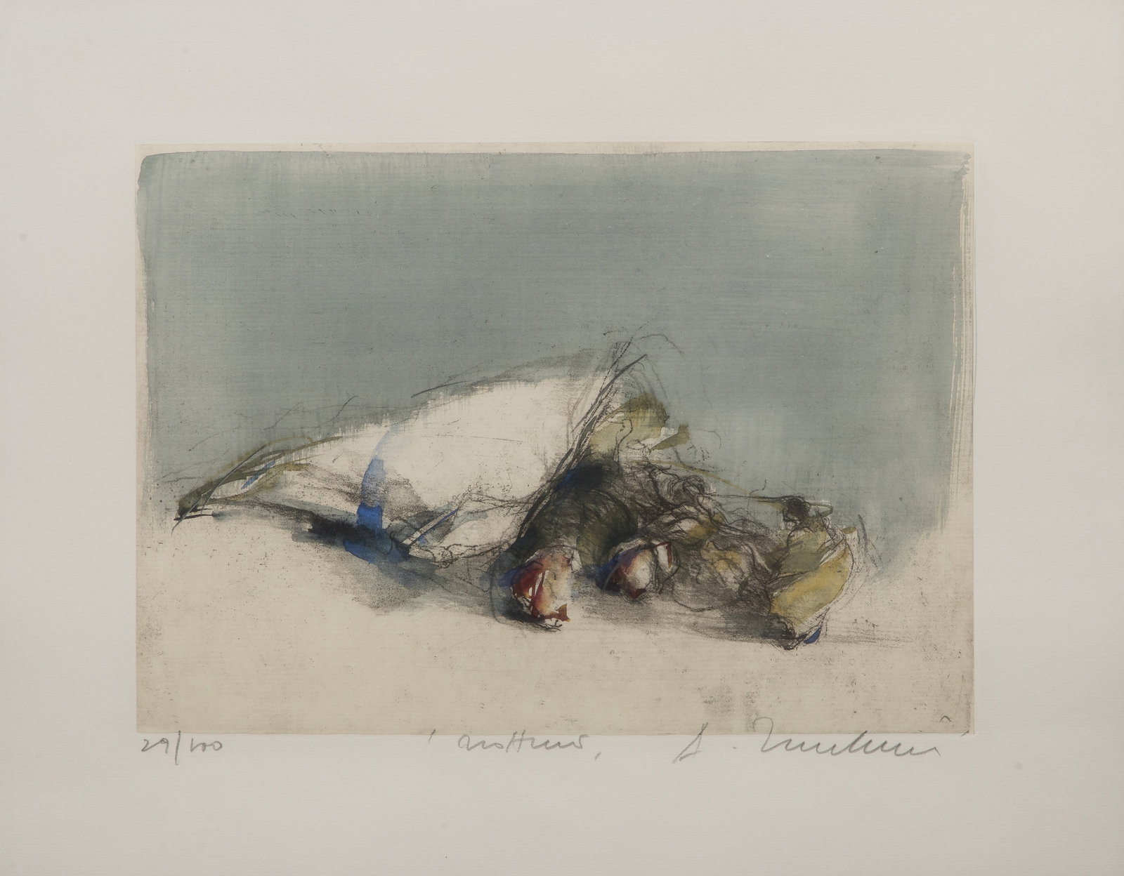 Alessandro Nocentini (Italian, b.1949) 'Roses' Color Etching: Alessandro Nocentini (Italian, b.1949) 'Roses' Color Etching Undated, pencil signed, #29/100, depicting a bouquet of roses in a paper wrap, float mounted behind glass in a wood frame having Studio of 