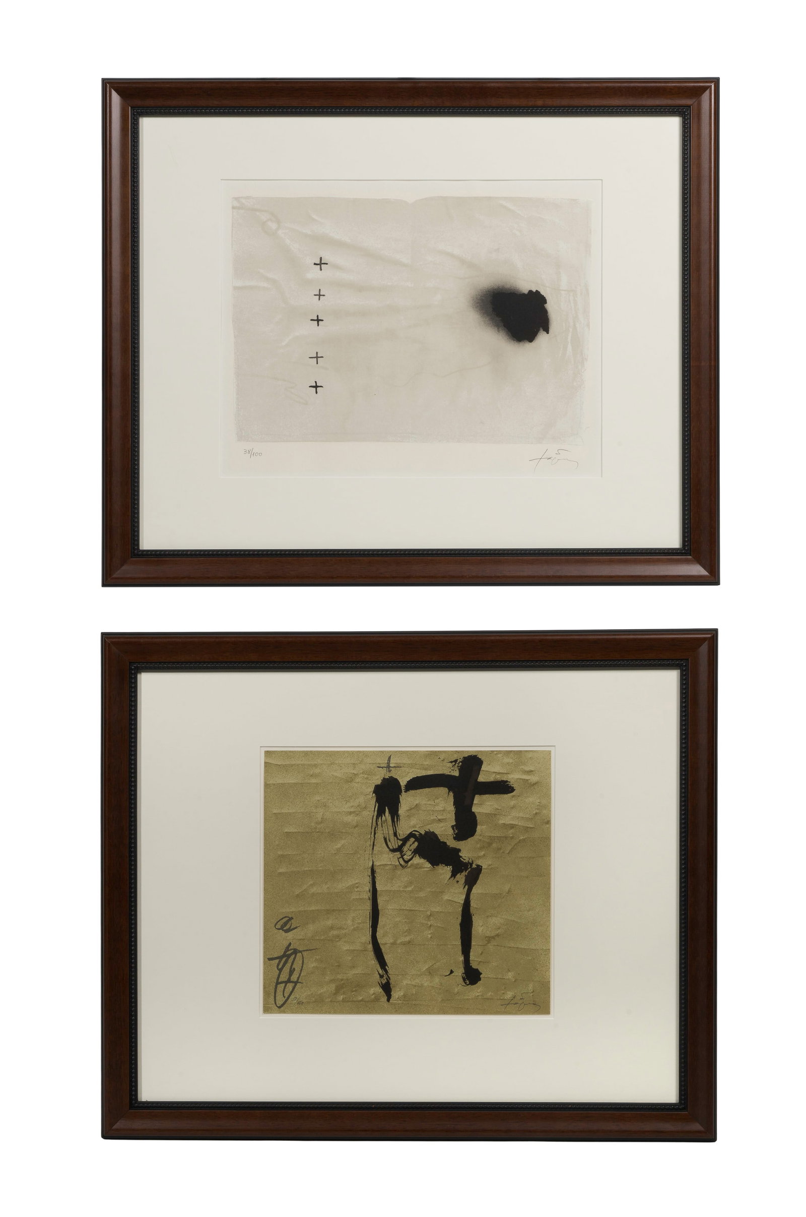 Antoni Tapies (Spanish, 1923-2012) Lithographs: Antoni Tapies (Spanish, 1923-2012) Lithographs (2) items, both pencil signed and numbered, including an untitled 1991 color abstract #51/150 issued in conjunction with the artist's 1991 retrospective 