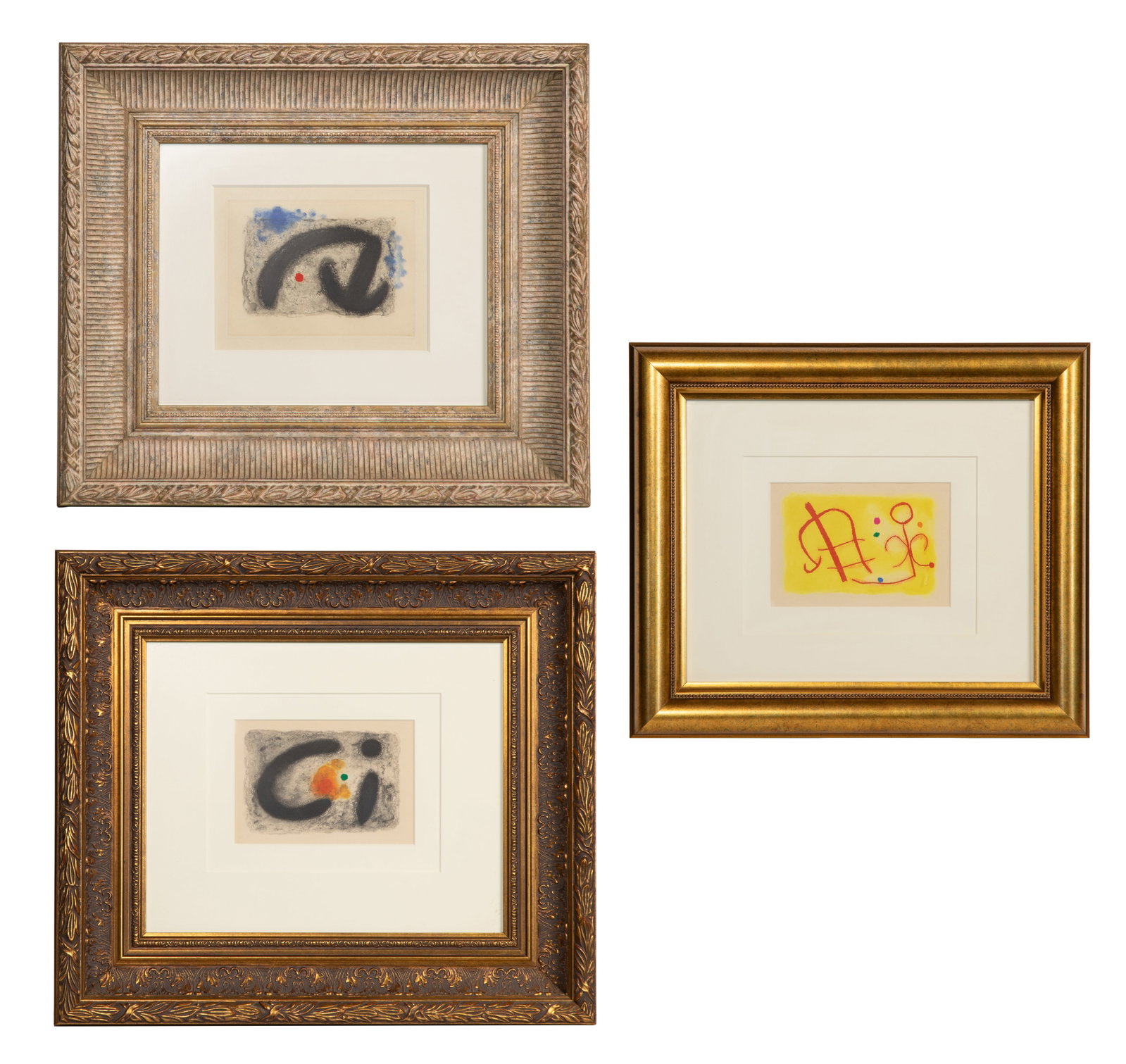 Joan Miro (Spanish, 1893-1983) 'Nous Avons' Etching and Aquatint Assortment: Joan Miro (Spanish, 1893-1983) 'Nous Avons' Etching and Aquatint Assortment (3) 1959 items, all unsigned, including 'Nous Avons No. 2' and 'Nous Avons No. 4', both having a William Weston Gallery, Lon