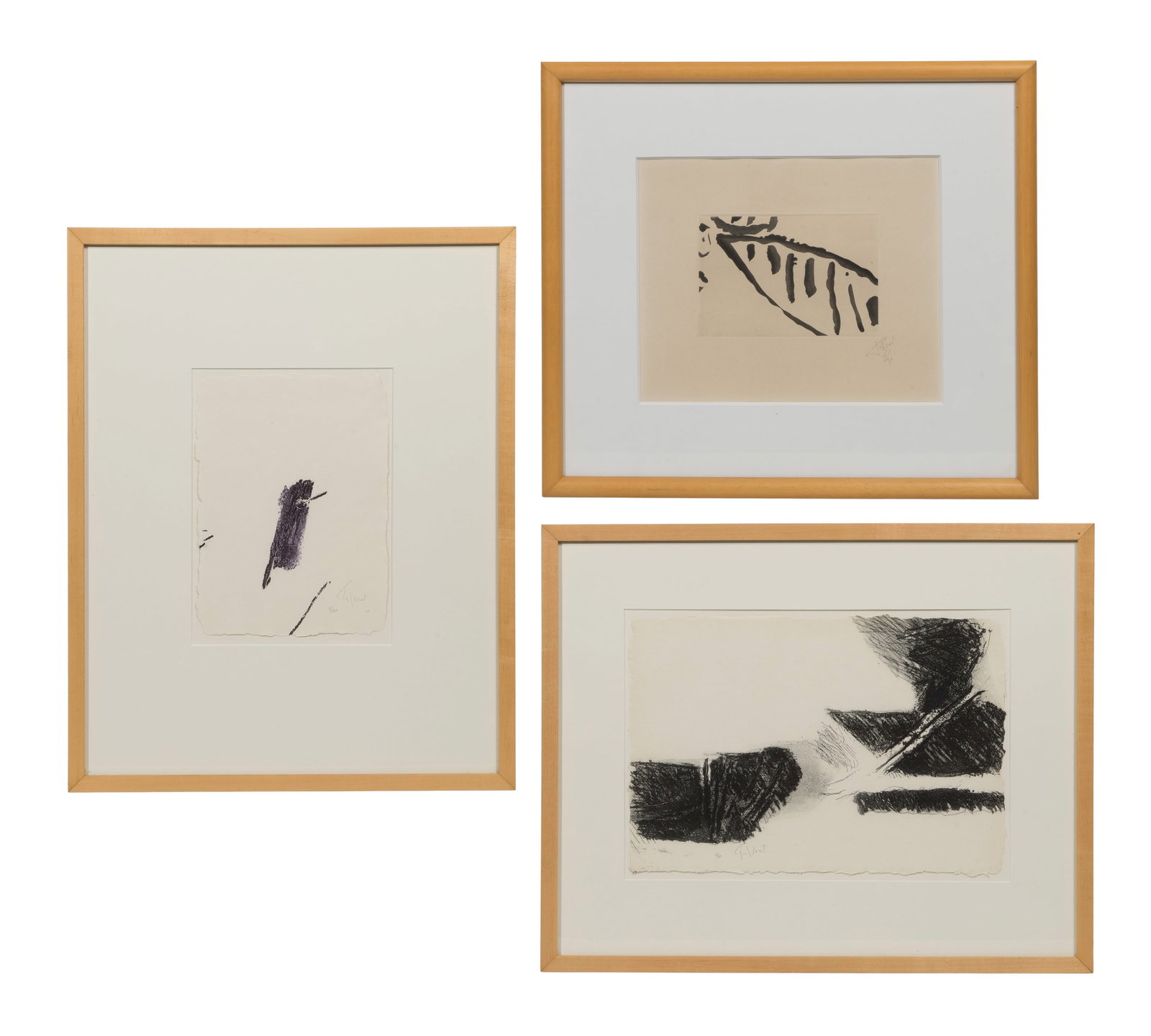 Pierre Tal-Coat (French, 1905-1985) Etching and Aquatint Assortment: Pierre Tal-Coat (French, 1905-1985) Etching and Aquatint Assortment (3) items, all pencil signed and numbered, including 1961 'Solitude Du Rocher' #16/30 matted behind glass in a wood frame, 1978