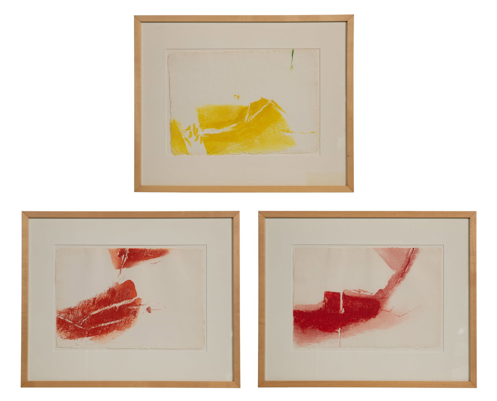 Pierre Tal-Coat (French, 1905-1985) Etching and Aquatint Assortment: Pierre Tal-Coat (French, 1905-1985) Etching and Aquatint Assortment (3) 1978 items, pencil signed, #5/40, including 'Dans le Bourdonnement I', 'Chemin Vif' and 'Meches Herbes', uniformly float mounted