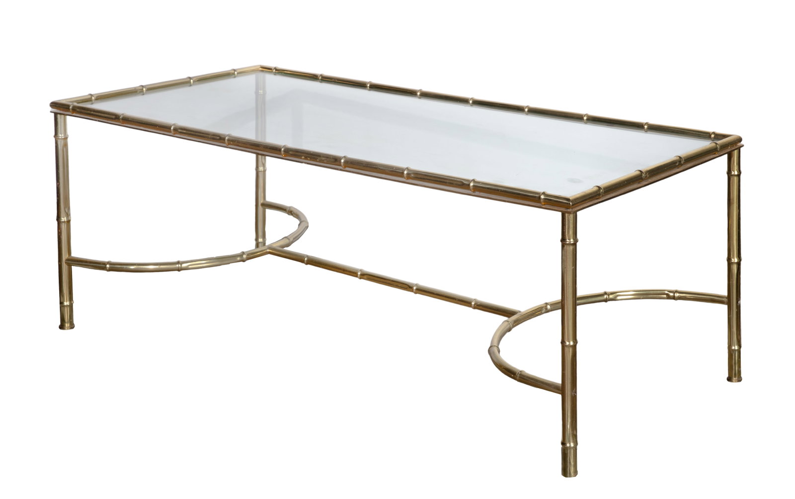 Brass and Glass Bamboo Form Coffee Table (1 of 1)