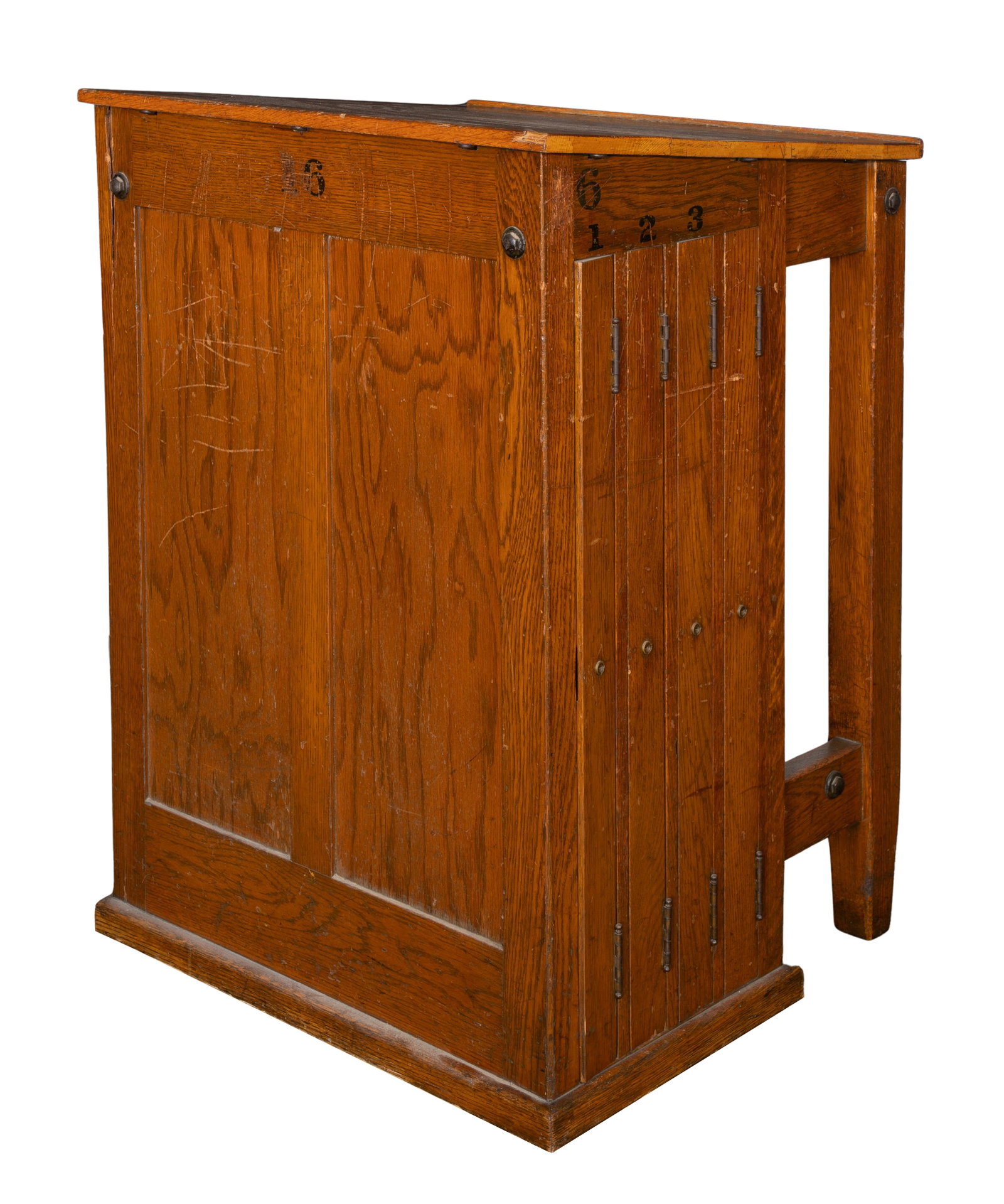 Oak Drafting Table with Attached Swivel Chair - 2