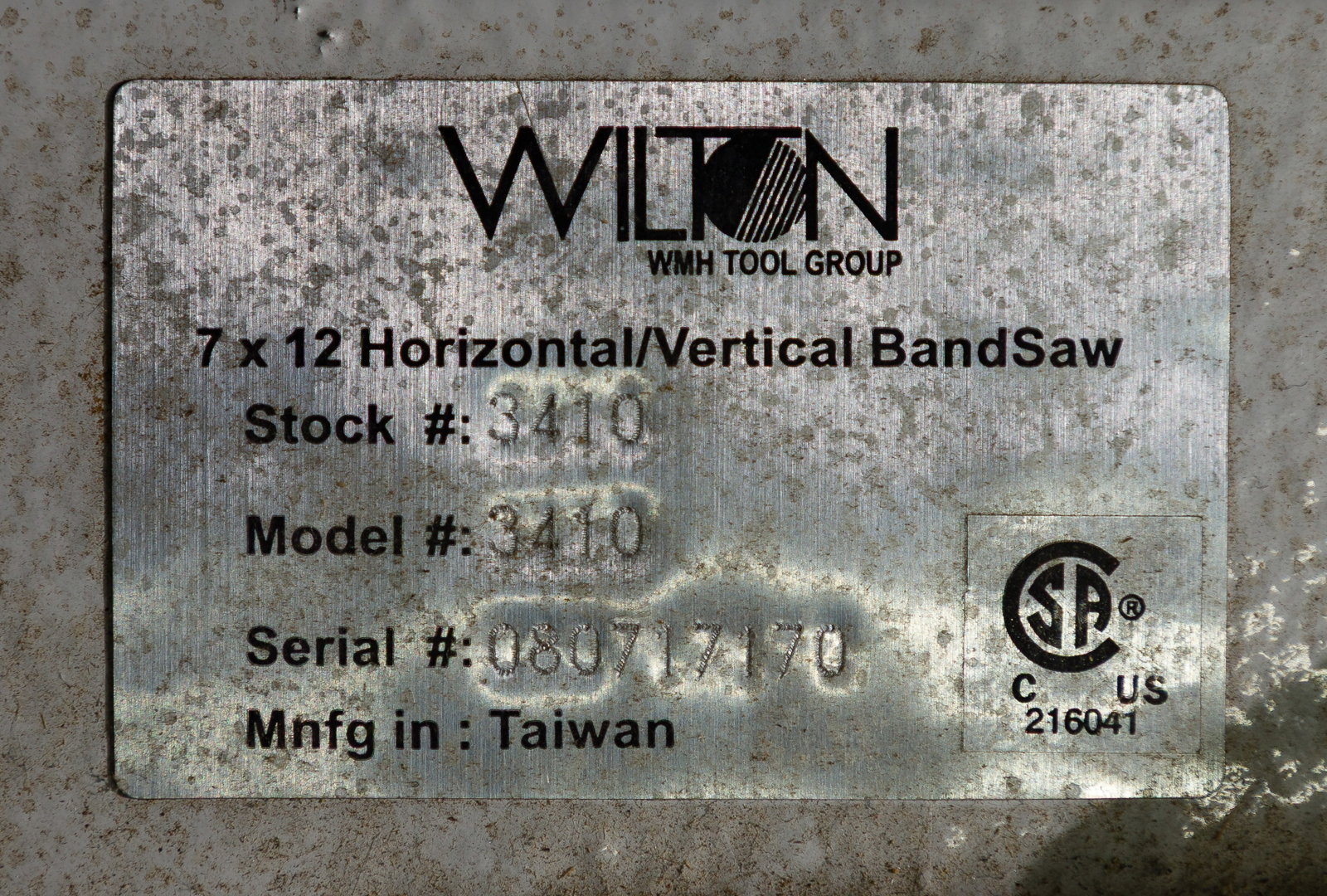 Wilton Horizontal / Vertical Model #3410 Bandsaw - 3