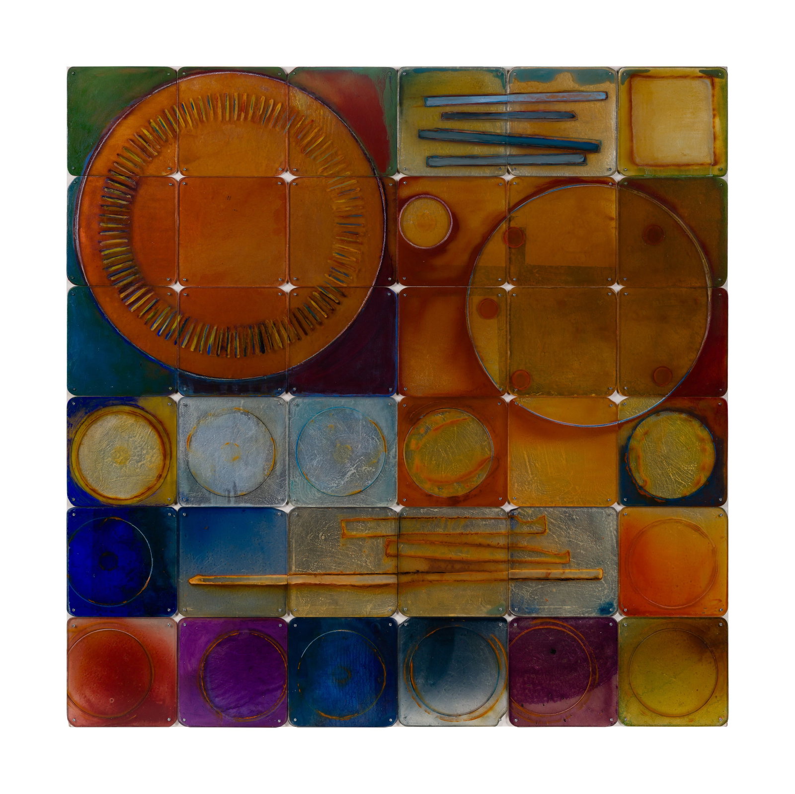 Carrie McGee (American, b.1954) 'Shadow Cycle' Mixed Media on Board: Carrie McGee (American, b.1954) 'Shadow Cycle' Mixed Media on Board 2009, signed and titled verso, wall sculpture having repeating forms of transparent acrylic as a ground, on unframed board Property 