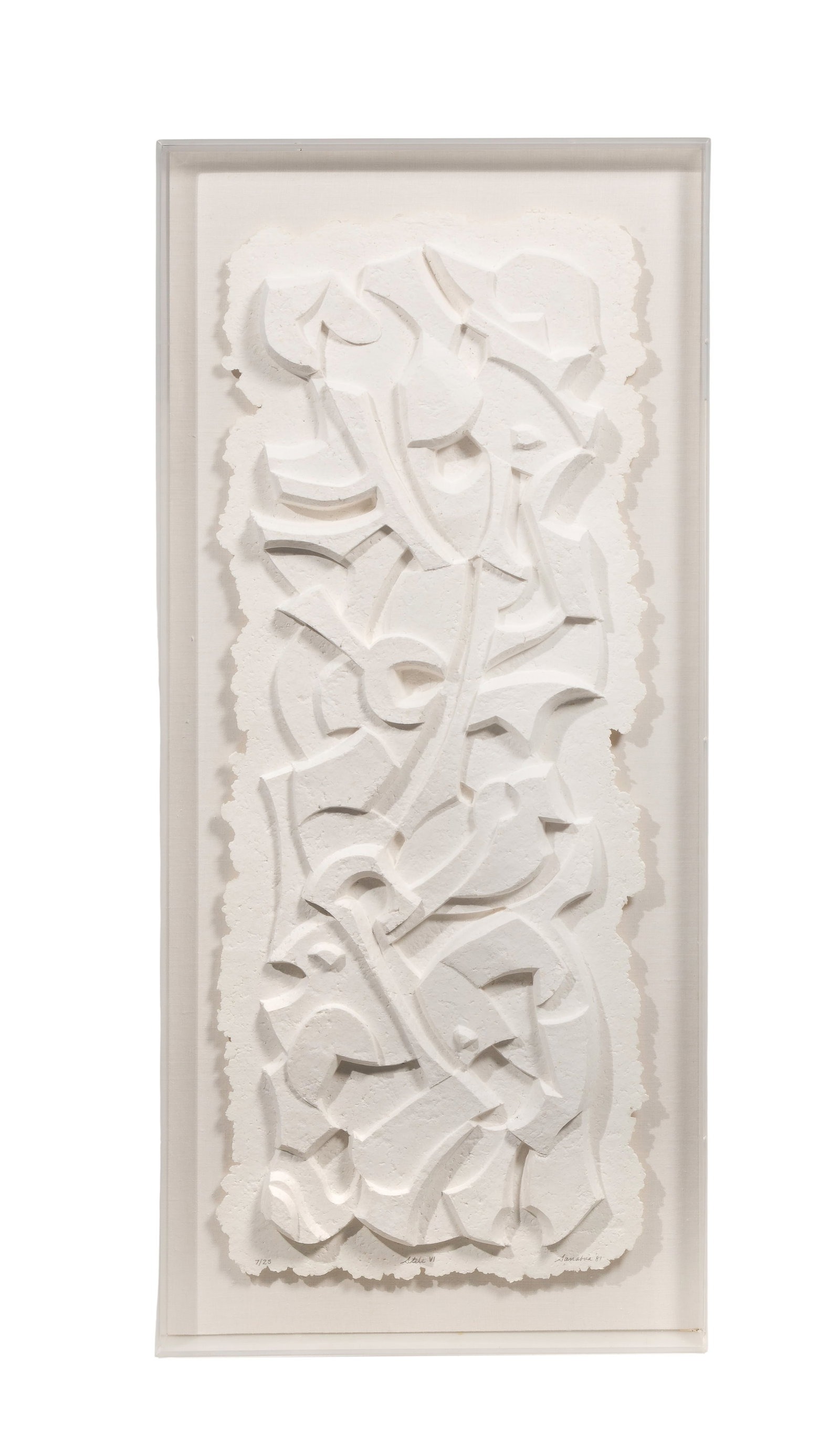 Robert Sanabria (American, 20th Century) 'Steele IV' Cast Paper Relief: Robert Sanabria (American, 20th Century) 'Steele IV' Cast Paper Relief 1981, signed, #7/25, depicting an abstract design, in an acrylic shadow box style frame Property from: a Private Collector, Chica