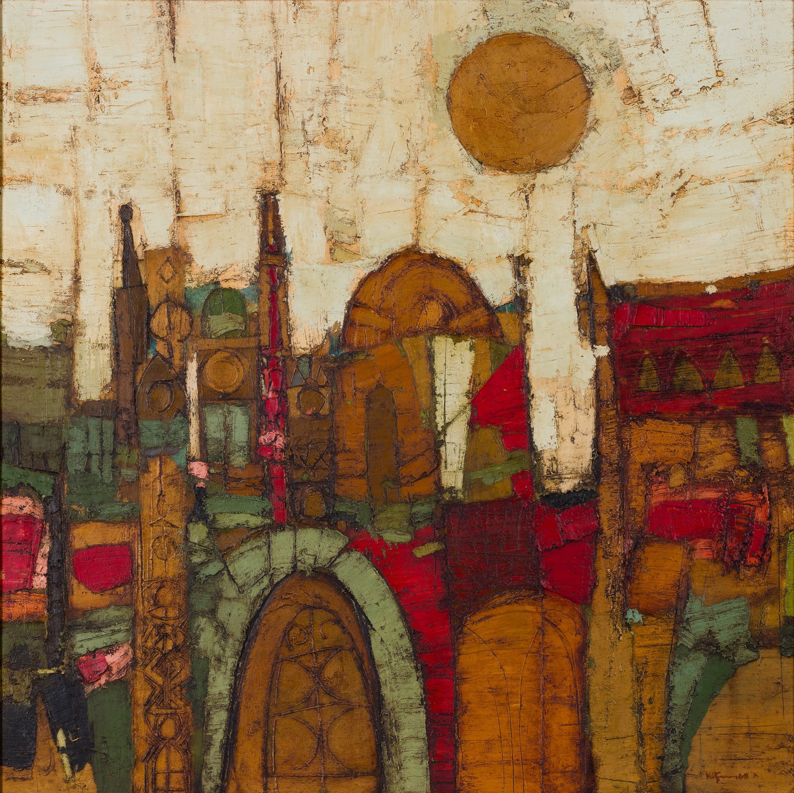 M. J. Kitzmann (American, b.1929) 'Byzantium Spirit' Oil on Board (1 of 4)
