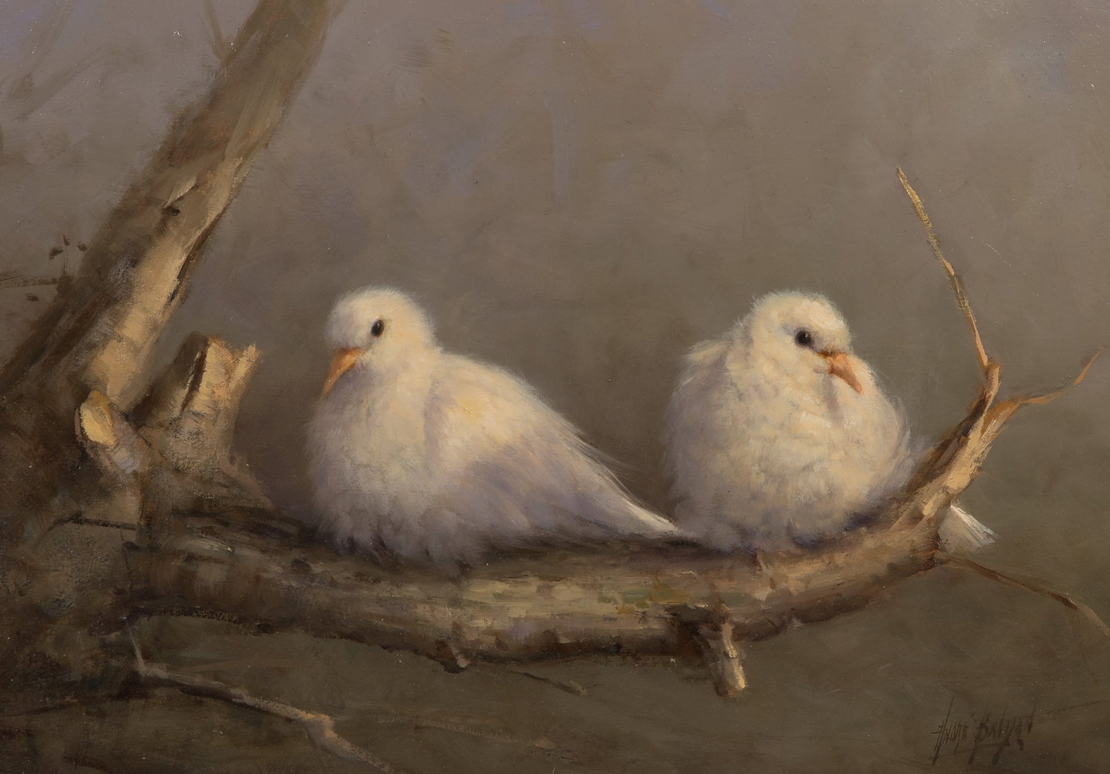Andre Balyon (Dutch, b.1951) 'The Young Doves' Oil on Canvas (1 of 3)