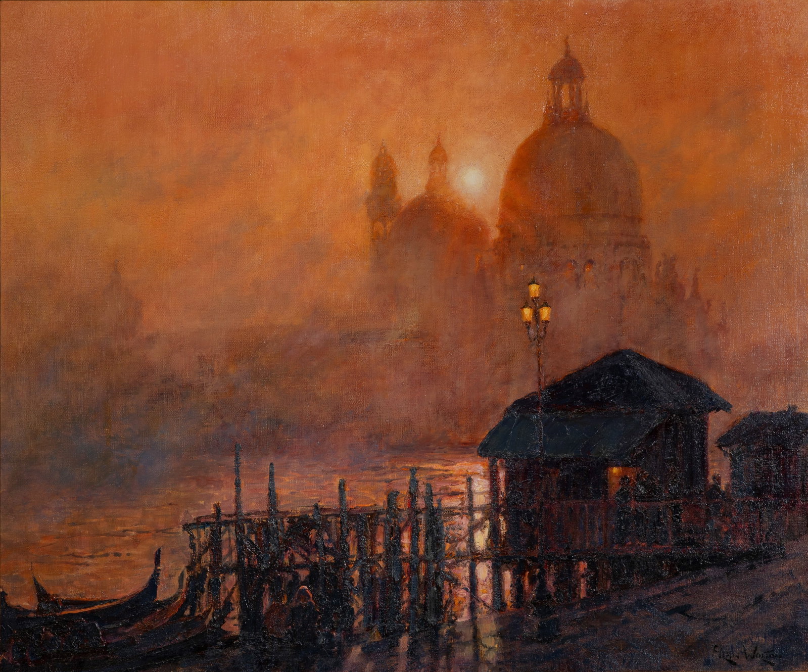 Alan Wolton (English / American, b.1934) 'Misty Evening - Venice' Oil on Canvas (1 of 7)