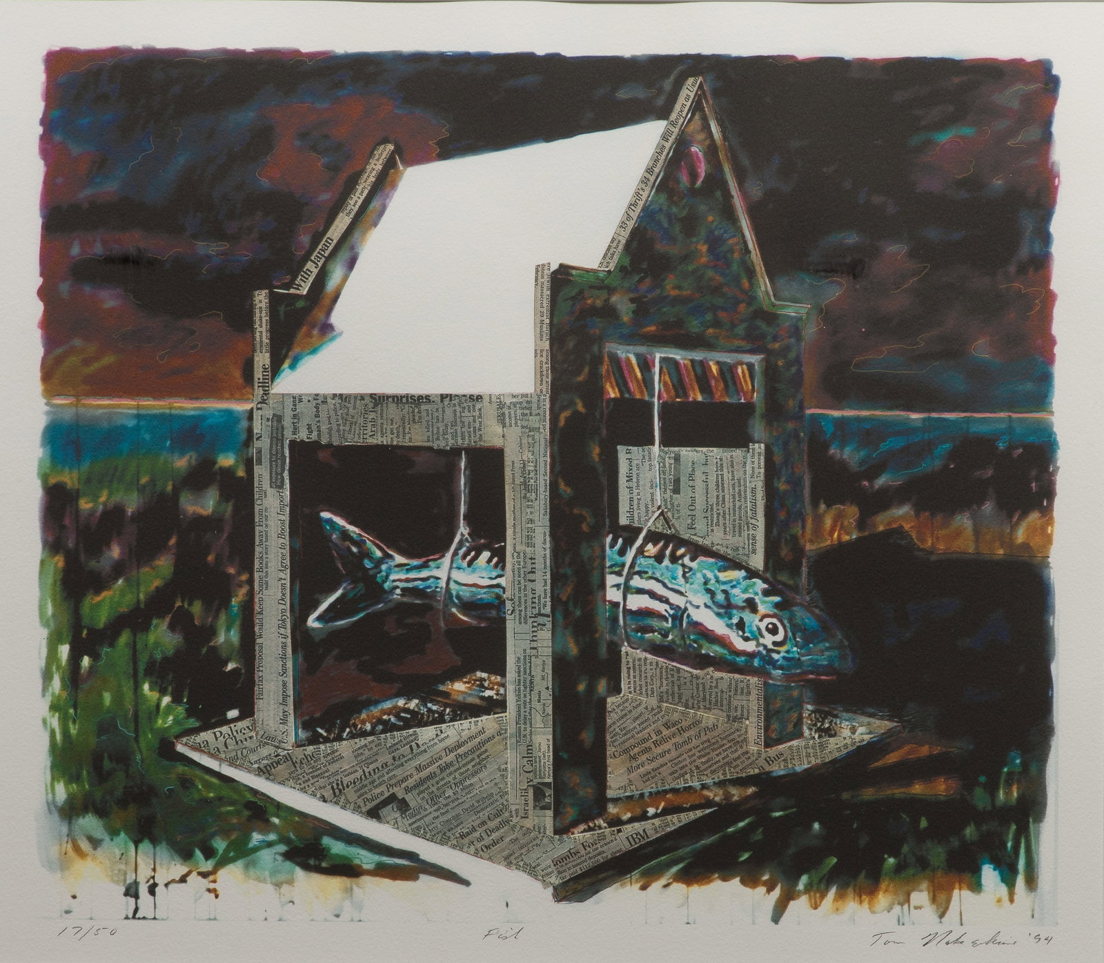 Tom Nakashima (American, b.1941) 'Fish' Lithograph (1 of 2)