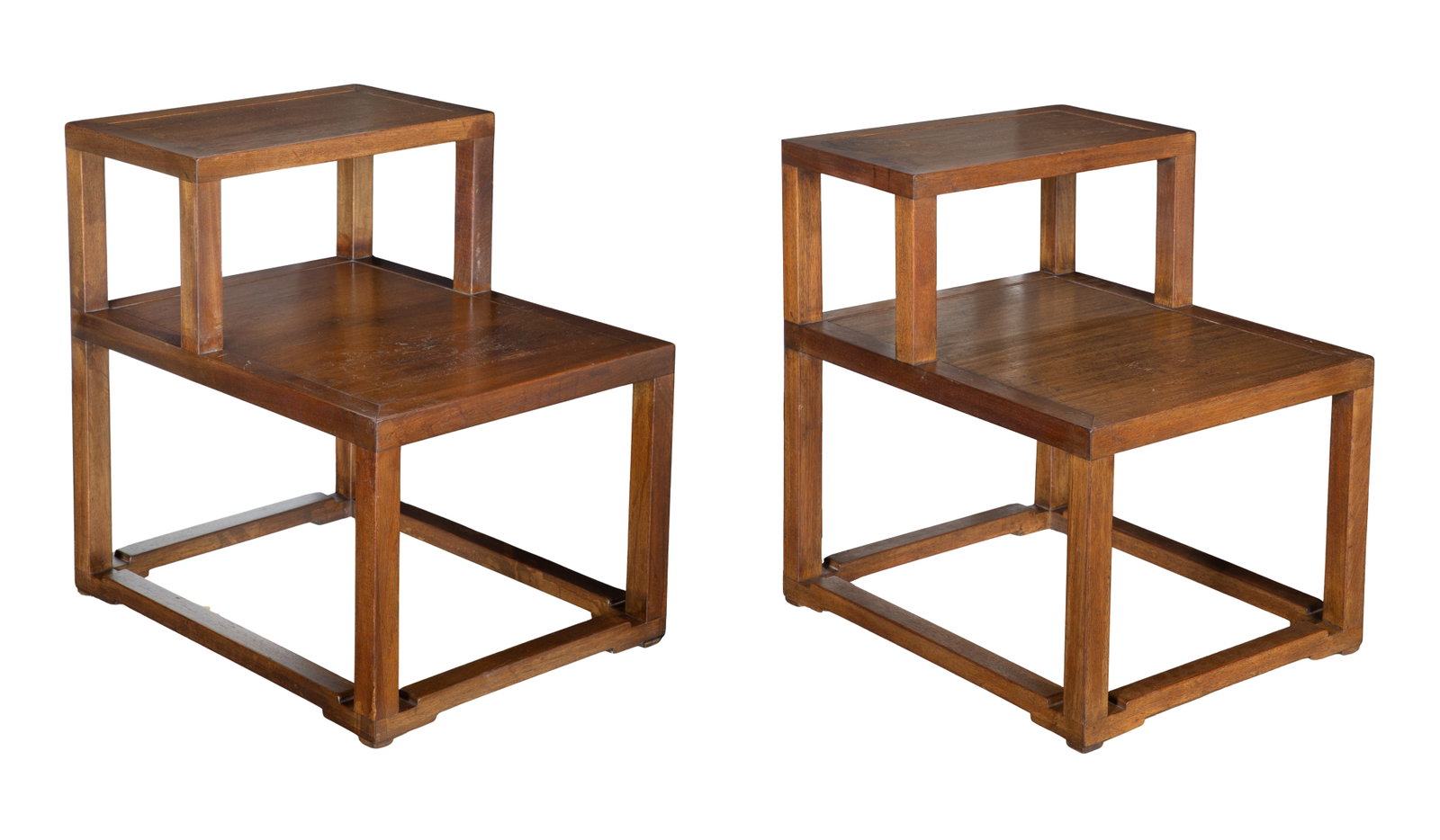 Edward Wormley for Dunbar Mahogany Step End Tables: Edward Wormley for Dunbar Mahogany Step End Tables Pair of 2-tier end tables Property from: a Private Collector, Evanston, Illinois Height: 25 inches, Length: 24 inches, Width: 19 inches (each)