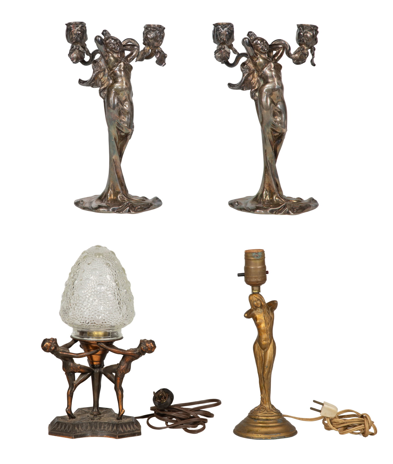Art Nouveau Style Spelter Figural Lighting (1 of 2)