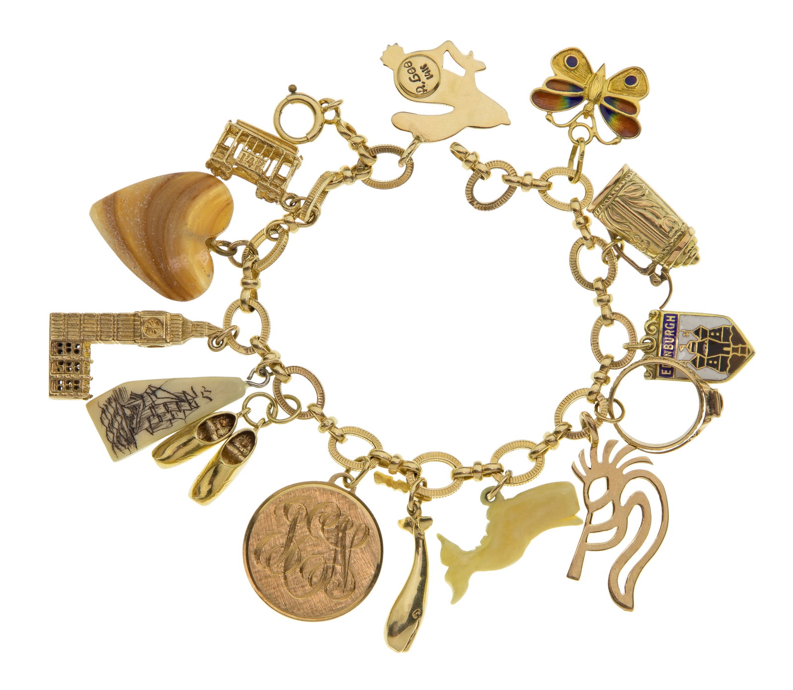 14k Yellow Gold Bracelet Having Mixed Gold Charms (1 of 3)