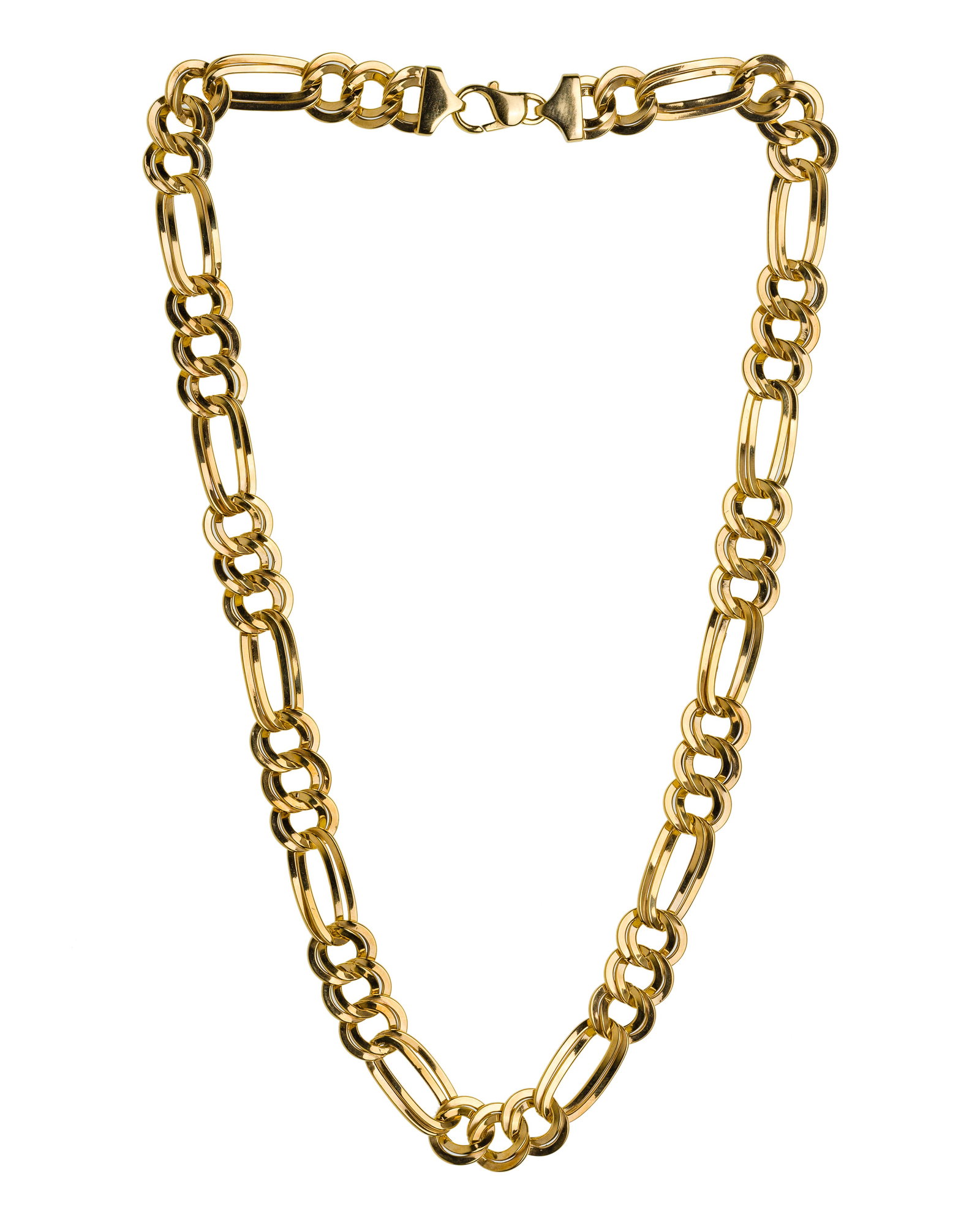 14k Yellow Gold Necklace: 14k Yellow Gold Necklace A 0.25-inch wide Figaro link choker style necklace (marked '14k') Property from: an Estate, Burr Ridge, Illinois Length: 16 inches Weight: 14k gold: 10.06 dwts. (total) Condit