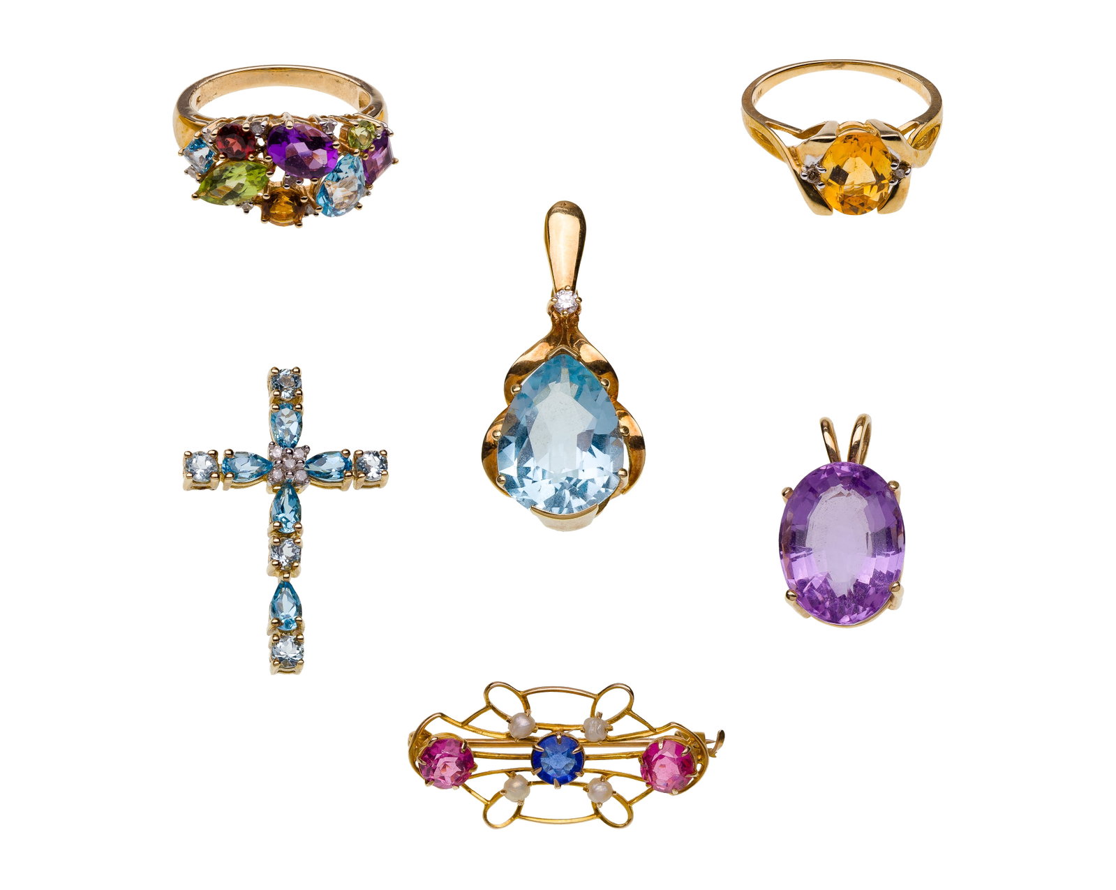 14k and 10k Yellow Gold and Gemstone Jewelry Assortment (1 of 1)