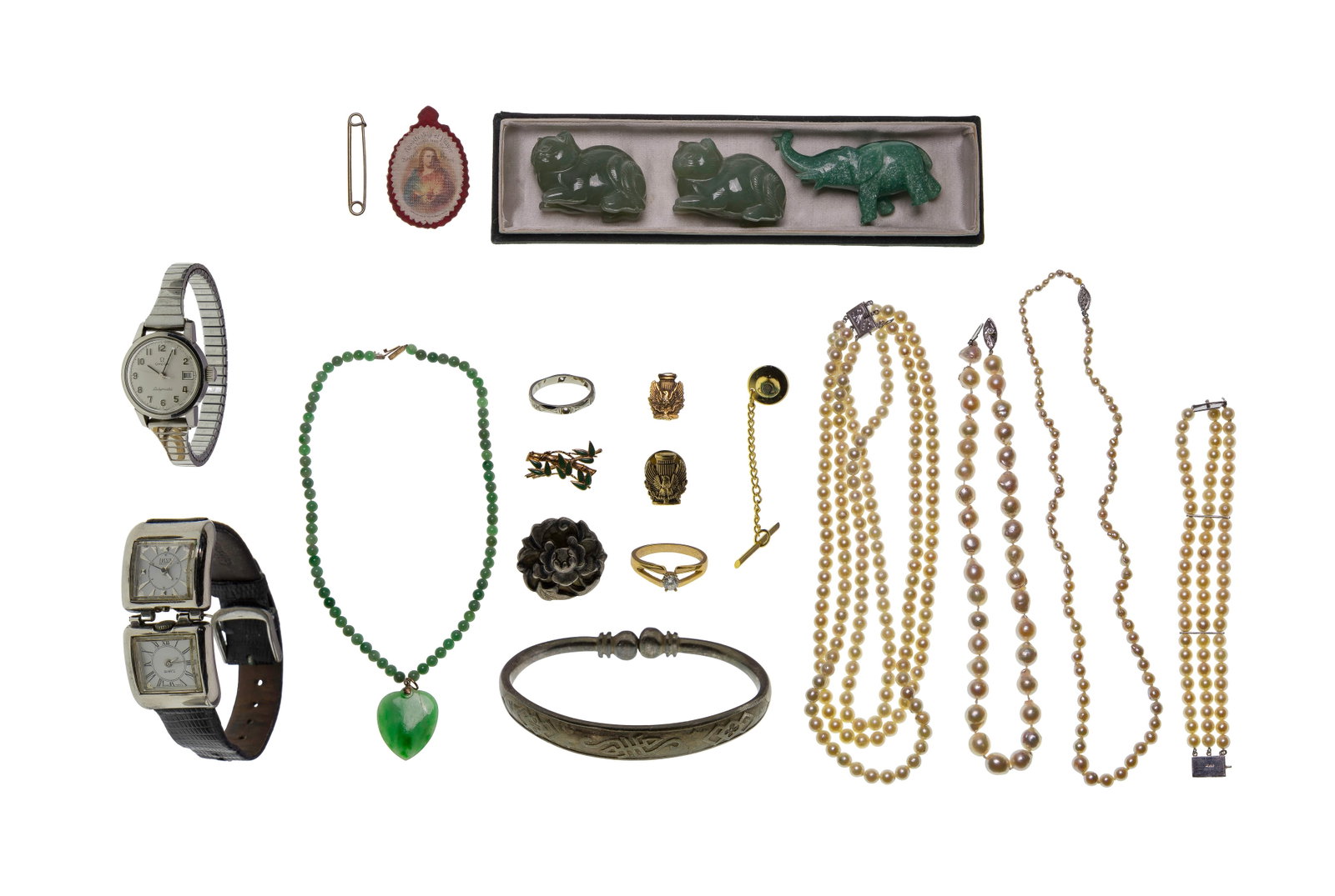 Gold, Silver and Costume Jewelry and Wristwatch Assortment (1 of 2)