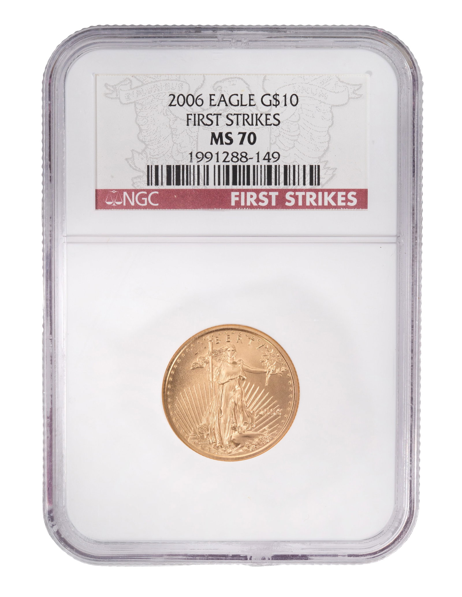 2006 $10 Gold Eagle MS-70 First Strikes NGC: 2006 $10 Gold Eagle MS-70 First Strikes NGC Property from: a Private Collector, Mt. Prospect, Illinois Category: Bullion Coins > Gold Bullion Estimated Sale Time: 3:34 pm CST Shipping Status: