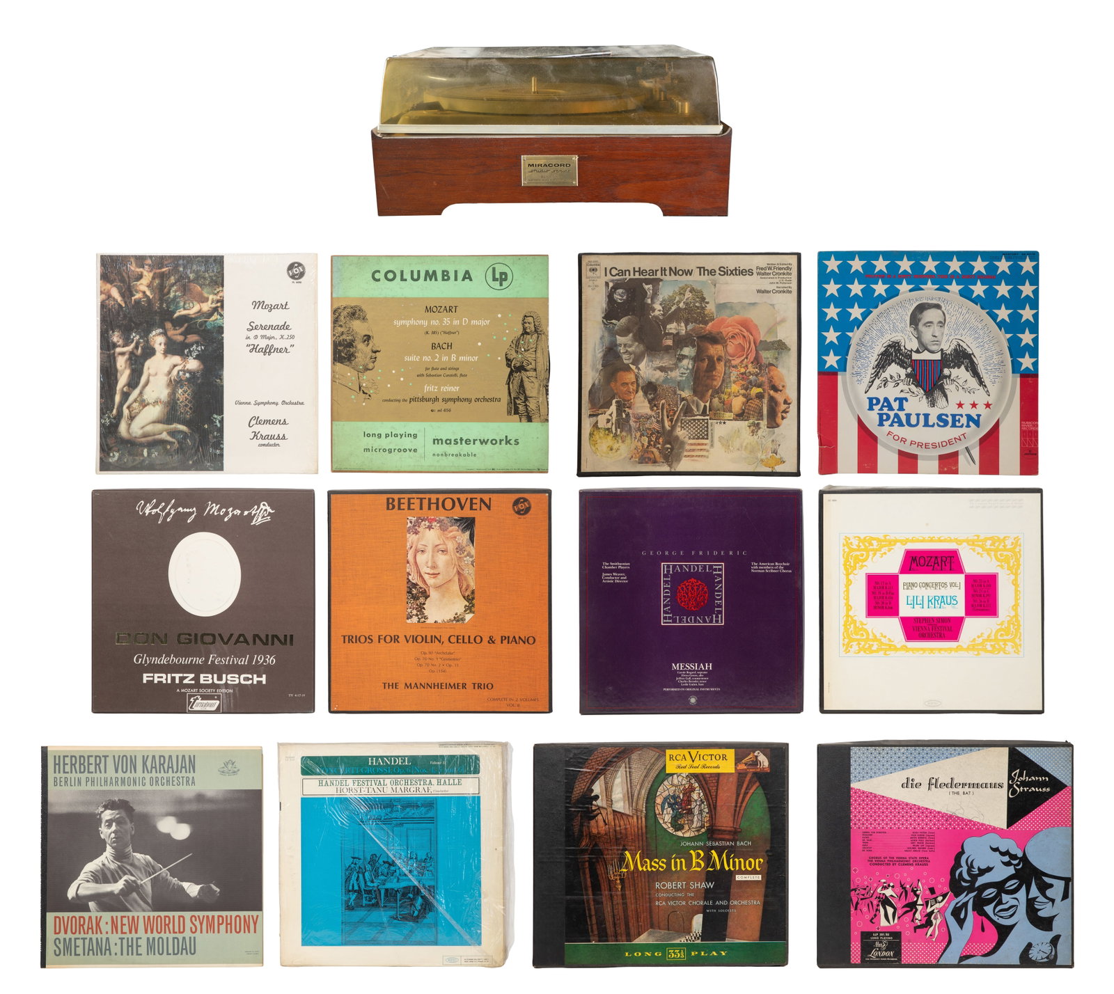 Classical LP Record Assortment: Classical LP Record Assortment Approximately (200) items including RCA Victor #LM-9500 Beethoven Sonata Society box set performed by Arthur Schnabel and other classical recordings; together with a Mir