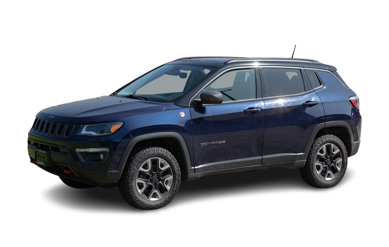 2018 Jeep Compass Trailhawk Subcompact Sport Utility Vehicle: 2018 Jeep Compass Trailhawk Subcompact Sport Utility Vehicle VIN: 3C4NJDDB6JT177310, current mileage reading: 100,845, marine blue with black interior, an off-road-focused compact sport utility