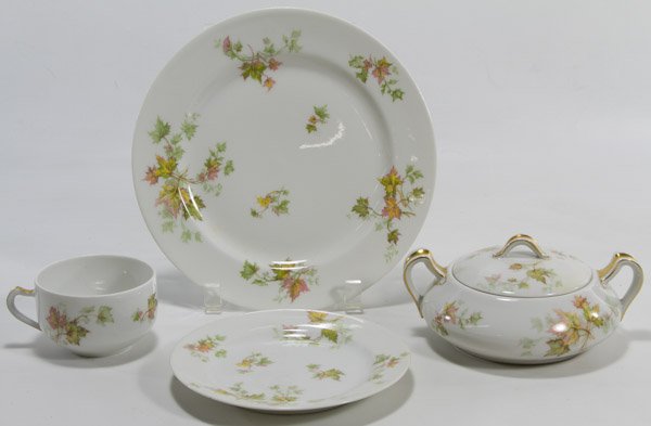Haviland Limoges 'Autumn Leaf' China Service: Haviland Limoges 'Autumn Leaf' China Service Sixty-four items including (12) dinner plates, (12) luncheon plates, (12) dessert plates, (12) saucers, (11) coffee cups, a sugar bowl, a creamer, (2) larg