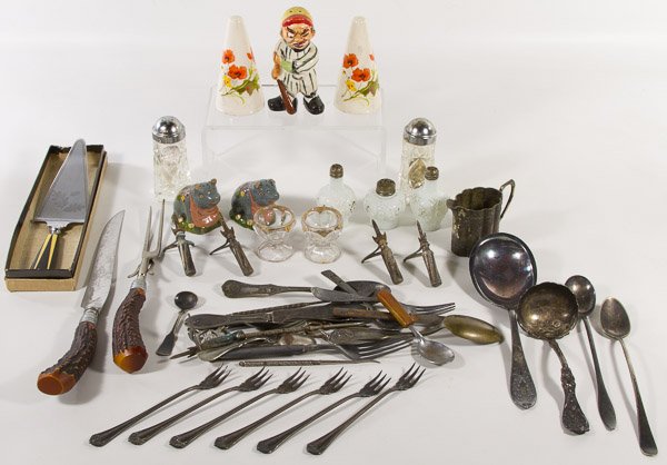 Estate Lot: Silverplate Flatware & Salt and Pepper: Estate Lot: Silverplate Flatware & Salt and Pepper Shakers Category: Estate Lots > Estate Lots Shipping Status: 3rd Party Shipping; the shipping cost may be high; please contact The UPS Store at 630-4