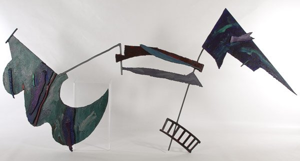 Douglas Ross (American, 20th Century) 'Badinage IV': Douglas Ross (American, 20th Century) 'Badinage IV' Steel and Acrylic Sculpture Undated, signed en verso, depicting an abstract boat at sea Height: 26.00 inches, Width: 49.00 inches Category: Fine Art