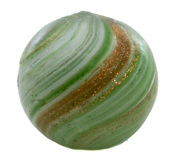 Lutz Marble: Lutz Marble German marble having a green and white swirl combined with gold swirls Diameter: 0.62 inches Category: Collectibles > Marbles Shipping Status: Leonard Auction, Inc. will directly ship via 