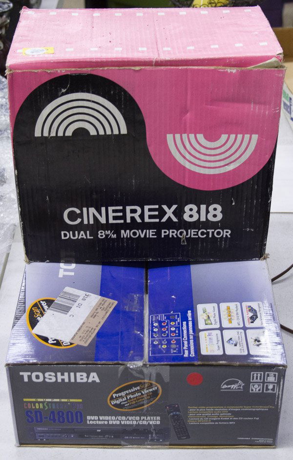 Cinerex 818 8mm Movie Projector: Cinerex 818 8mm Movie Projector Together with a Toshiba SD-4800 DVD / CD player Length: 19.00 inches (DVD box) Category: Cameras and Electronics > Other Shipping Status: 3rd Party Shipping; the shippi