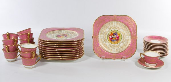 Royal Worcester Desert Service for Ten: Royal Worcester Desert Service for Ten Thirty-four pieces including: (12) cups, (12) saucers and (10) plates Width: 8.25 inches (widest) Category: Porcelain and Ceramics > China Services Shipping Stat