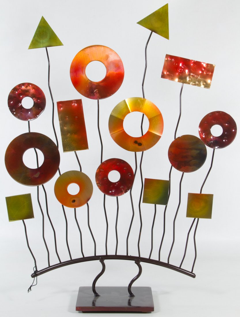 Curtis Jere Style Metal Sculpture: Curtis Jere Style Metal Sculpture Height: 23.50 inches, Width: 19.00 inches Category: Decorative Arts > Objects Shipping Status: 3rd Party Shipping; the shipping cost may be high; please contact The U