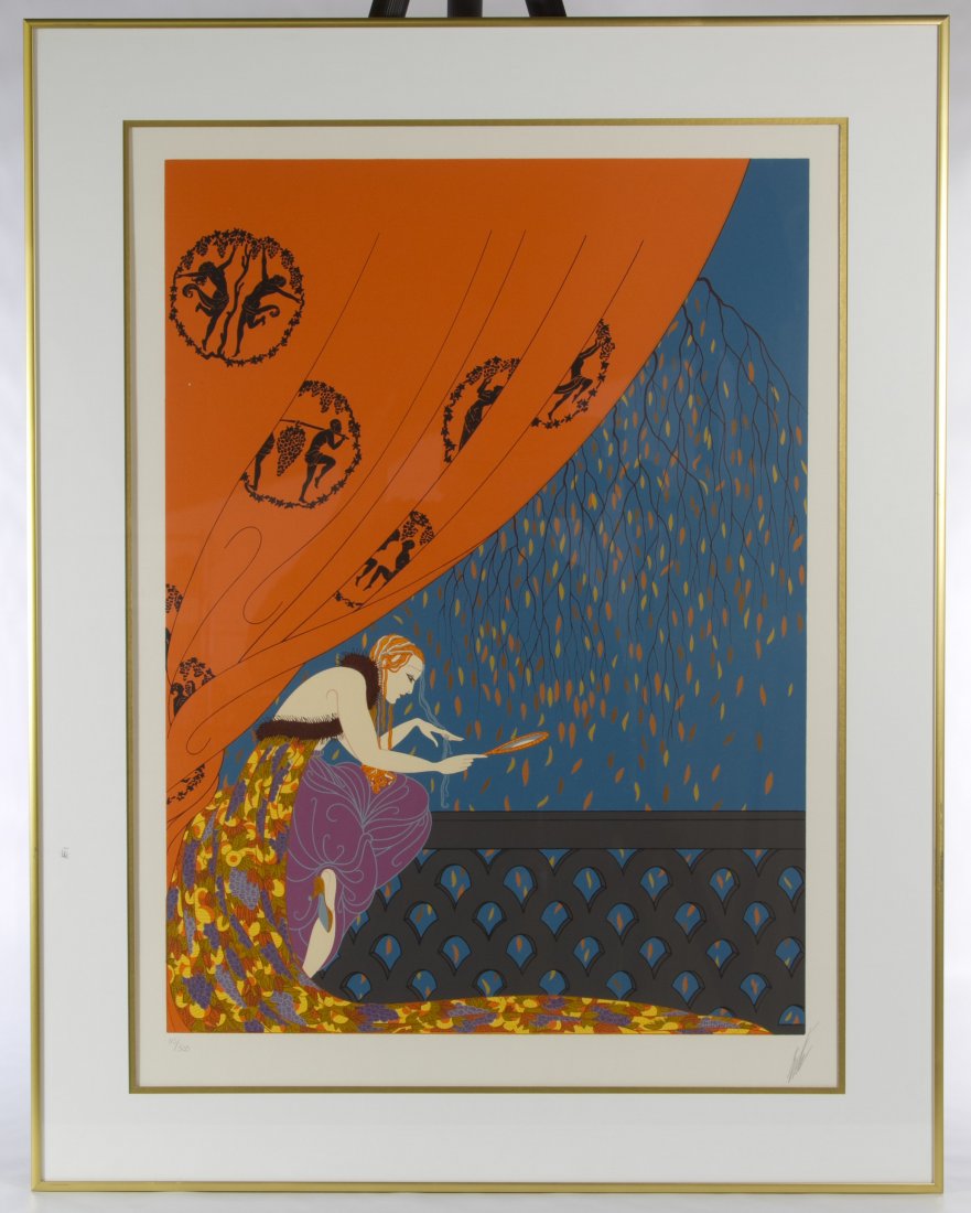 Erte (Russian, 1892-1990) 'Fall' Serigraph: Erte (Russian, 1892-1990) 'Fall' Serigraph Undated, signed lower right, numbered 115/300 Height: 24.00 inches, Width: 17.50 inches (sight) Category: Fine Art > Prints Shipping Status: 3rd Party Shippi