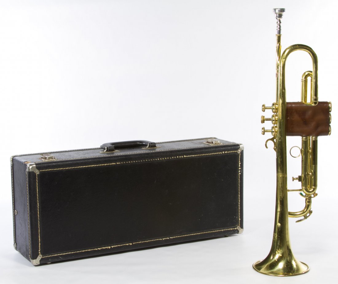 Couesnon Paris Brass Trumpet: Couesnon Paris Brass Trumpet Model #74583, brass with mother of pearl accents and separate mouth piece Length: 19.50 inches (without mout piece) Category: Musical Instruments > Brass Instruments Shipp