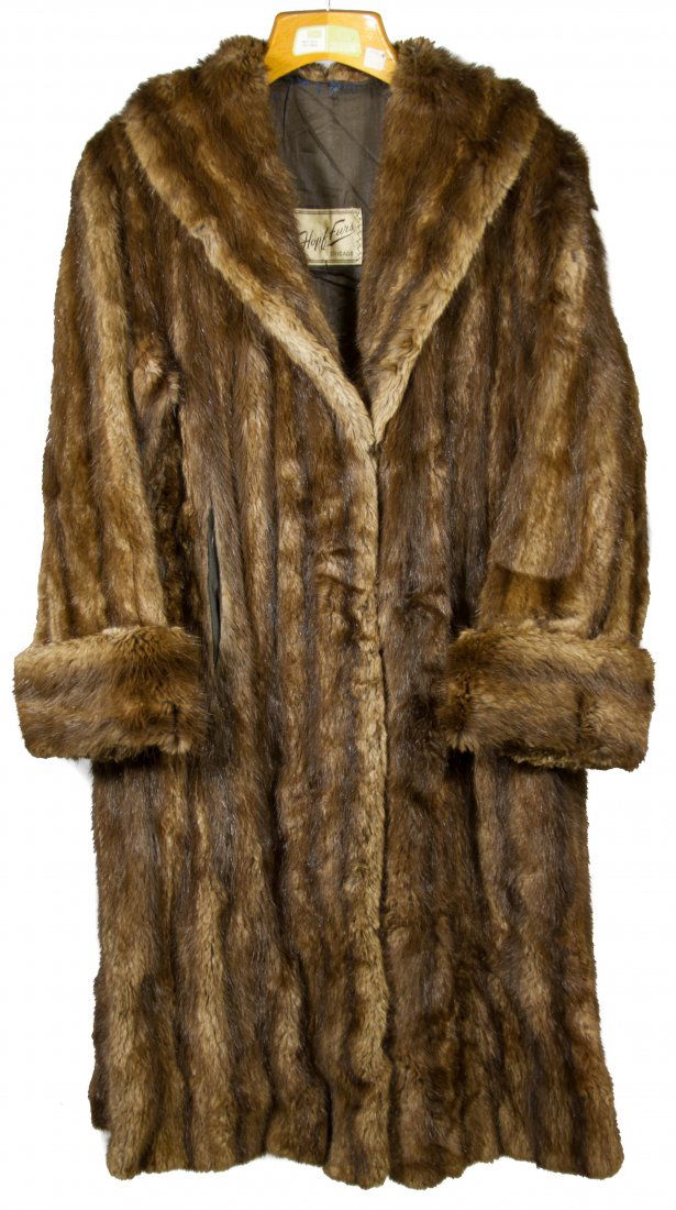 Mink Coat by Hopf Furs: Mink Coat by Hopf Furs Medium brown having cuffed sleeves Length: 42.00 inches, Width: 23.00 inches (back below ther arms) Category: Clothing & Accessories > Coats Tax Status: Subject to an 8.25% sale