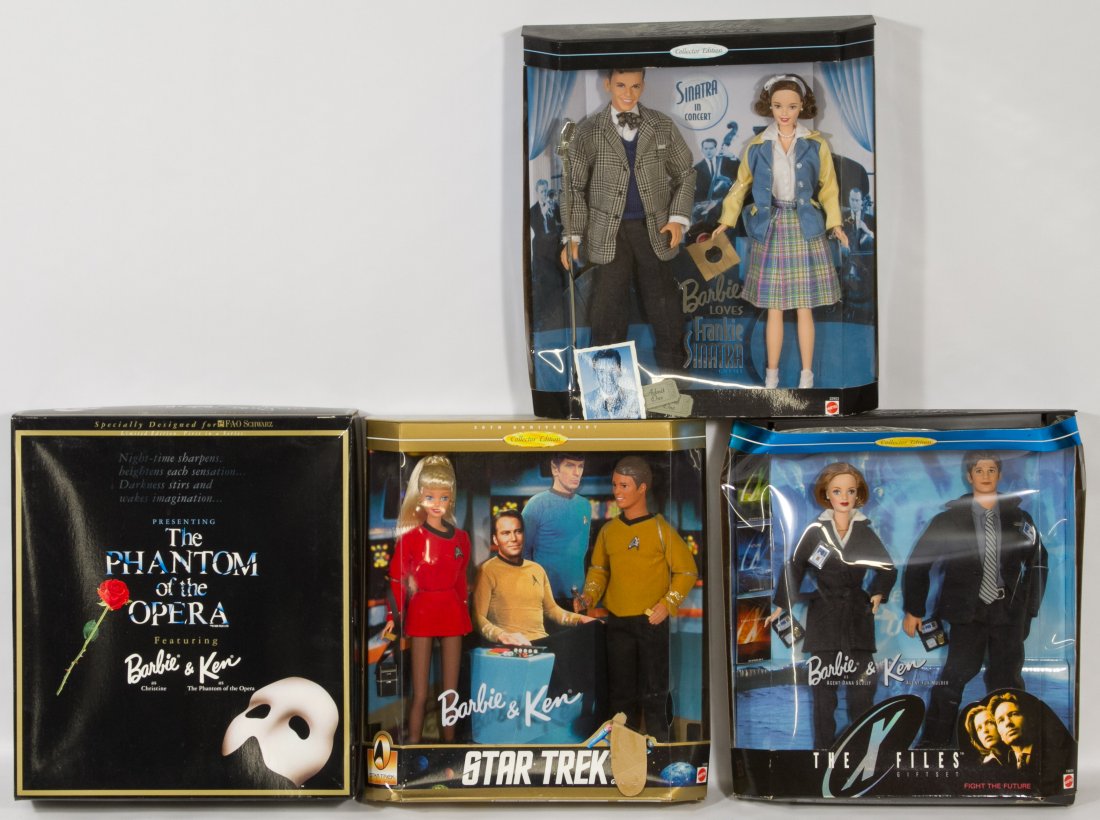 Barbie and Ken Doll Boxed Set Assortment: Barbie and Ken Doll Boxed Set Assortment Four boxed items including Star Trek, Frank Sinatra, X-Files and Phantom of the Opera Height: 15.50 inches (tallest box) Category: Toys and Dolls > Contemporar