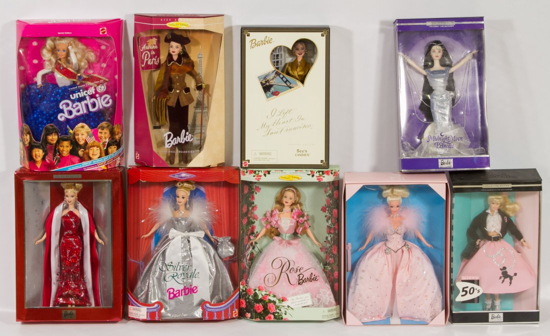 Barbie Doll Assortment: Barbie Doll Assortment Nine boxed dolls including #19592, #1920, #15141, #22337, #53487, #19367, #27689, #27675 and #27409 Height: 14.00 inches Category: Toys and Dolls > Contemporary Dolls Shipping S