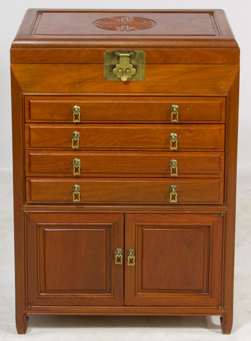 Asian Style Rosewood Silverware Chest