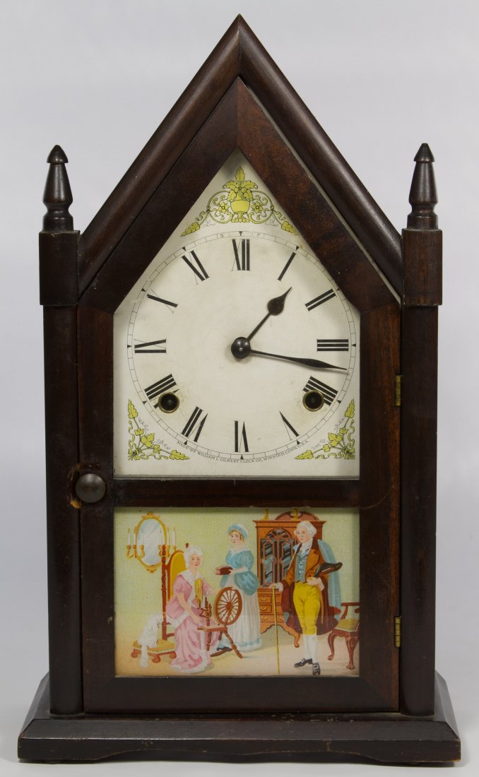 Cathedral Style Clock by William Gilbert: Cathedral Style Clock by William Gilbert Chimes on the hour and the half hour Height: 16.00 inches, Width: 9.50 inches Category: Decorative Arts > Clocks Shipping Status: 3rd Party Shipping; the shipp