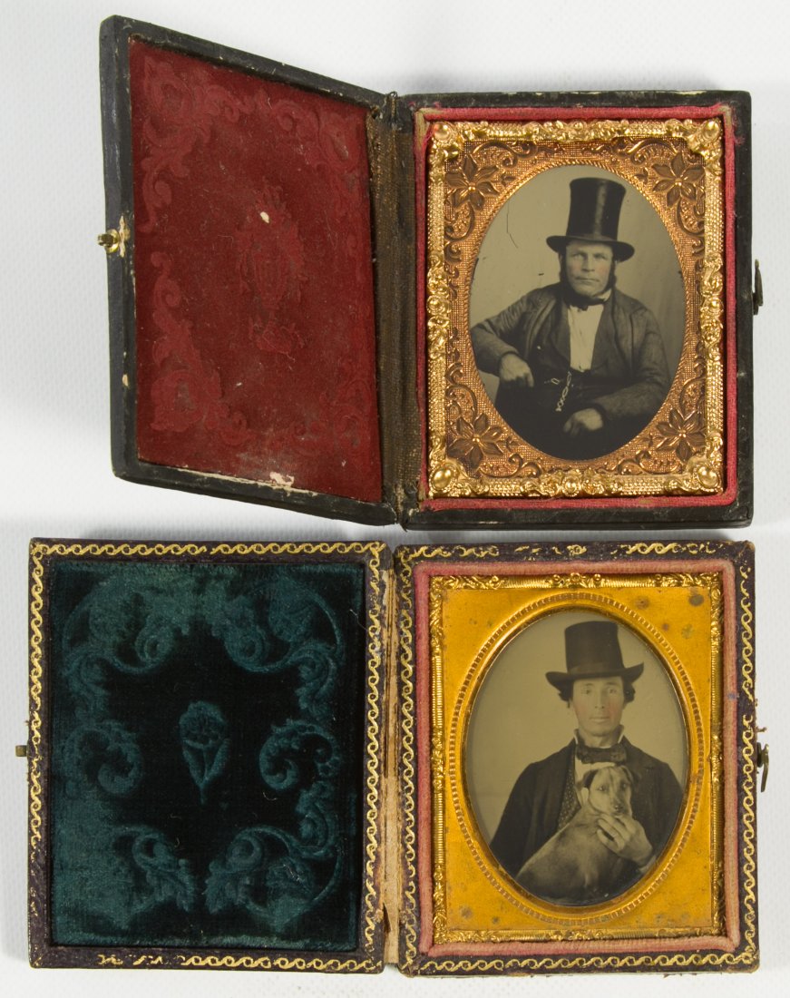 Ruby Red Ambrotype Photographs: Ruby Red Ambrotype Photographs Two Civil War era photographs, both 1/9 plates Height: 3.00 inches (tallest) Category: Books & Ephemera > Photographs Shipping Status: Leonard Auction, Inc. will directl