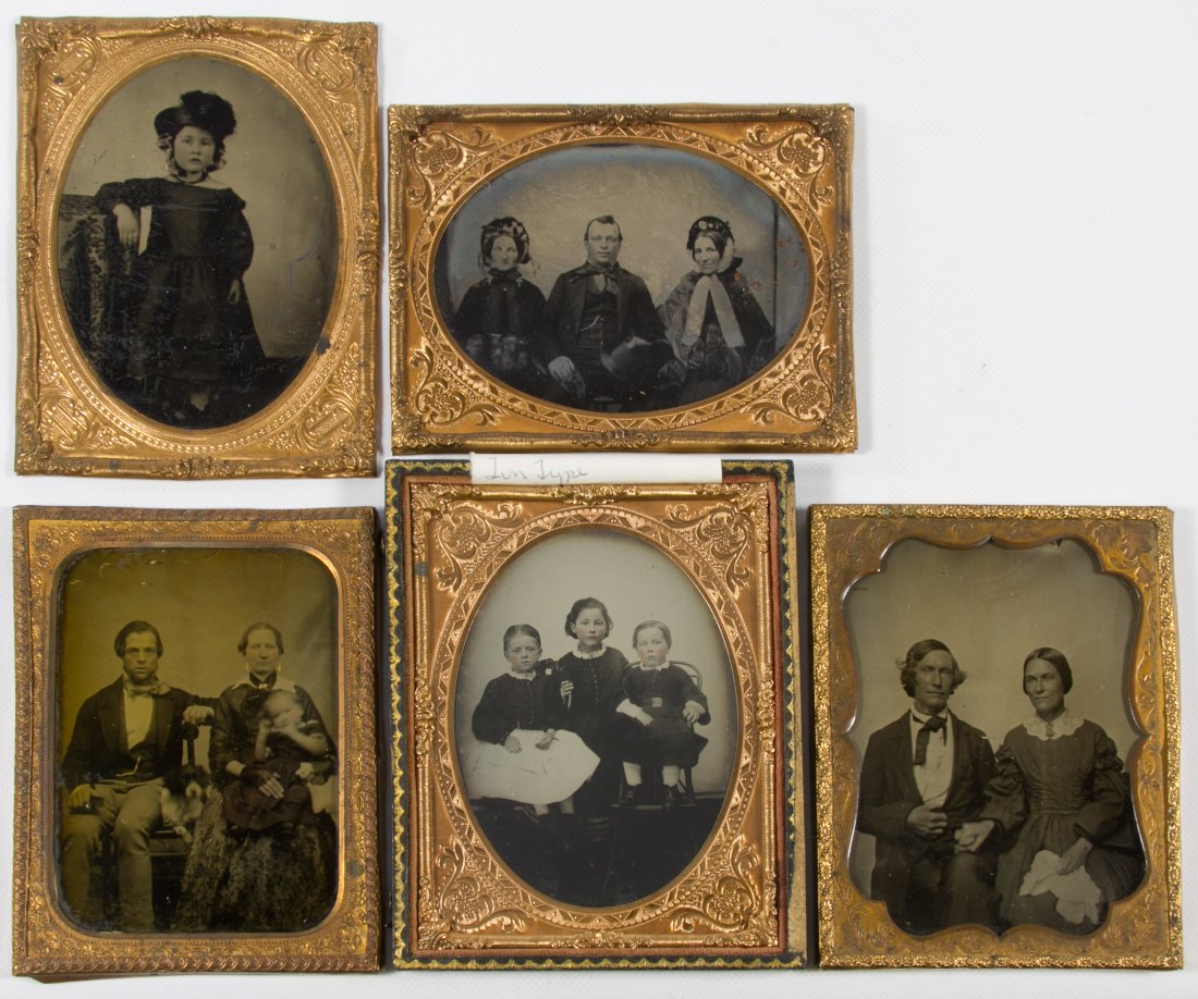 Tintype and Ambrotype Photograph Assortment: Tintype and Ambrotype Photograph Assortment Five items from the Civil War era, including five 1/4 plates, three tintypes and two ambrotypes Height: 4.75 inches (tallest) Category: Books & Ephemera > P