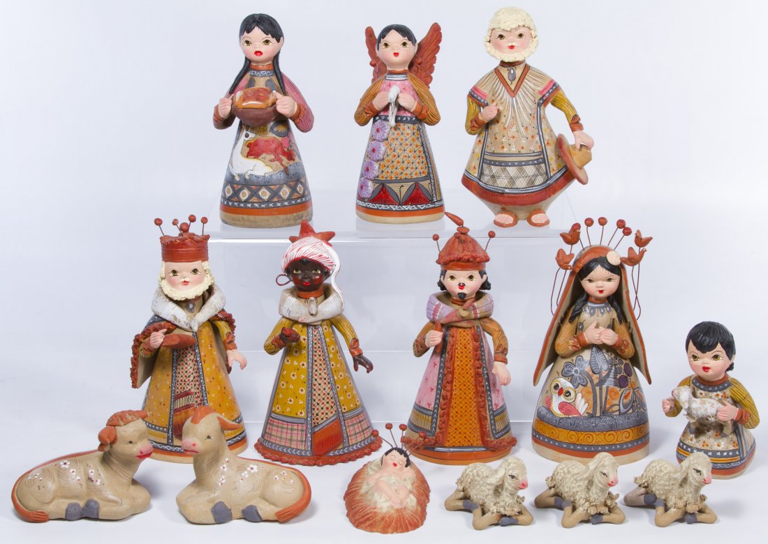 Mexican Nativity Set: Mexican Nativity Set Fourteen pieces Height: 7.50 inches (Mary) Category: Marketplace > Decorative Arts Shipping Status: 3rd Party Shipping; the shipping cost may be high; please contact The UPS Store