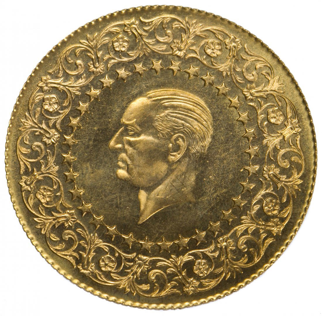 Turkey: 1969 100 Kurush/Piastres Gold BU: Turkey: 1969 100 Kurush/Piastres Gold BU KM #872, 7.0 grams coin weight Category: World Coins & Currency > World Coins Shipping Status: Leonard Auction, Inc. will directly ship via USPS Approximate Sa