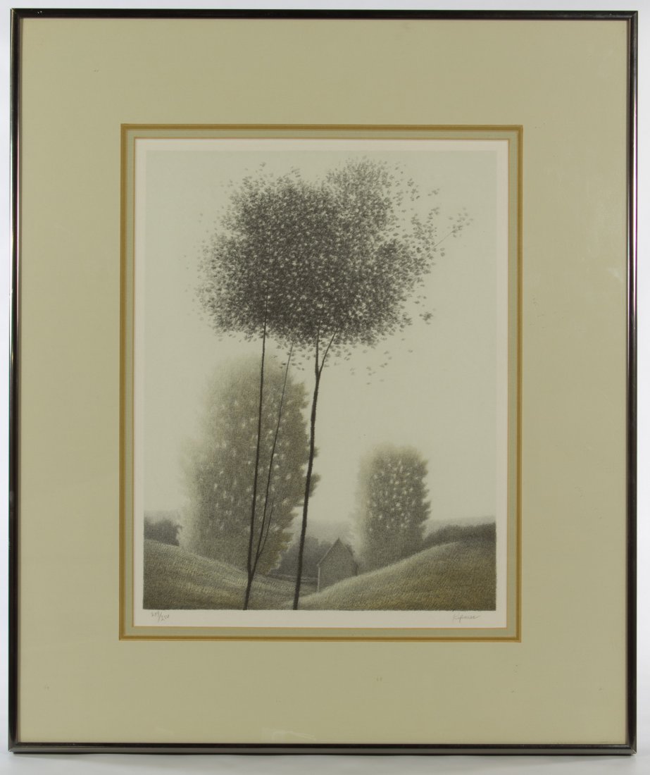 Robert Kipness (American, b.1931) 'Breezes' Lithograph: Robert Kipness (American, b.1931) 'Breezes' Lithograph Undated, signed in pencil lower right, numbered 249/250, depicting blowing trees; COA en verso from Christie's Contemporary Art Height: 14.50 inc