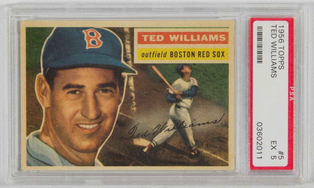 1956 Topps #5 Ted Williams Baseball Card EX-5 PSA: 1956 Topps #5 Ted Williams Baseball Card EX-5 PSA Category: Sports Collectibles > Baseball Shipping Status: Leonard Auction, Inc. will directly ship via USPS Approximate Sale Time: 3:18 pm CST