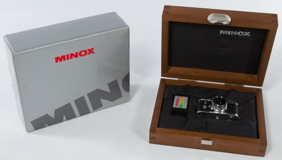 Minox Classic Leica M3 Type Model #60 502 Camera: Minox Classic Leica M3 Type Model #60 502 Camera M3-E10832, having a Minoctar f=15mm lens; includes a wood presentation box Height: 1.75 inches, Width: 2.50 inches Category: Cameras and Electronics > 