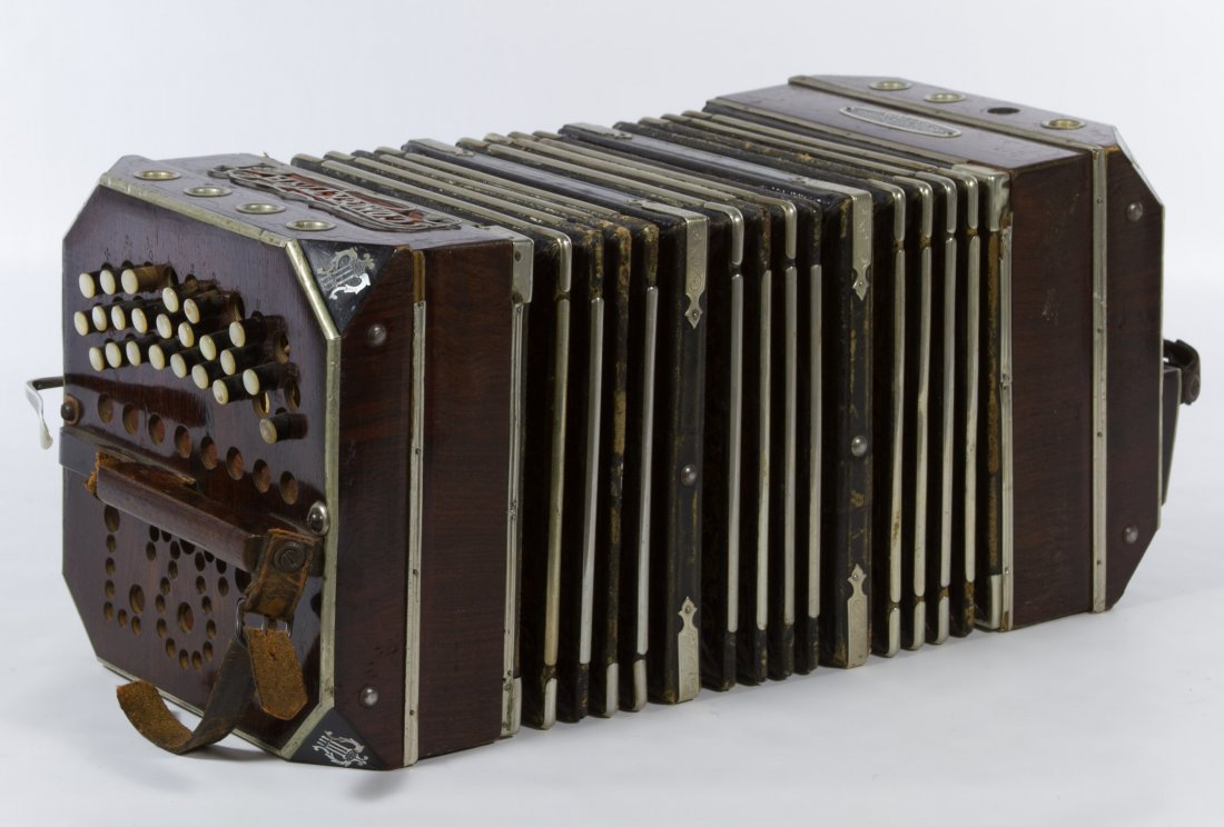 Wales Concertina: Wales Concertina Brass and pearl inlay Length: 13.50 inches Category: Musical Instruments > Accordians Shipping Status: 3rd Party Shipping; the shipping cost may be high; please contact The UPS Store