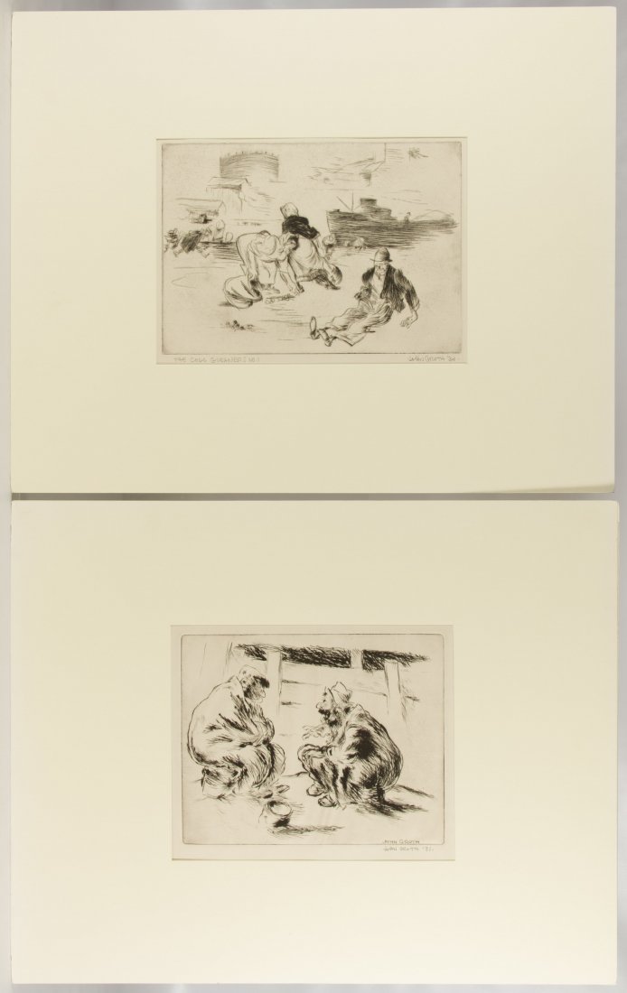 John Groth (American, 1908-1988) 'The Coal Cleaners: John Groth (American, 1908-1988) 'The Coal Cleaners No.1' Etching 1930, signed lower right, depicting people searching for coal; together with a 1931 John Groth etching, signed lower right, depicting